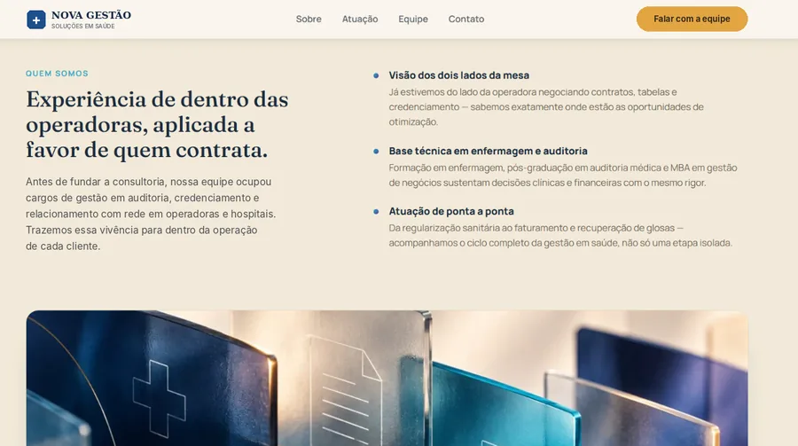 Site conceito para consultoria em gestão de saúde