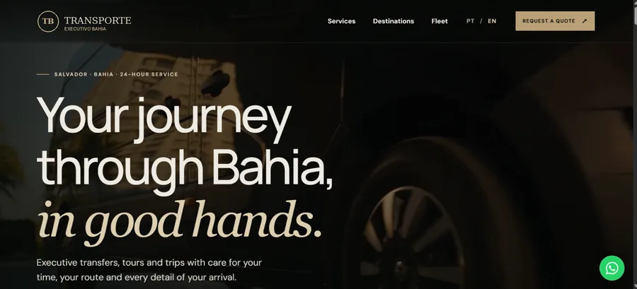 Landing page de transporte executivo em Salvador